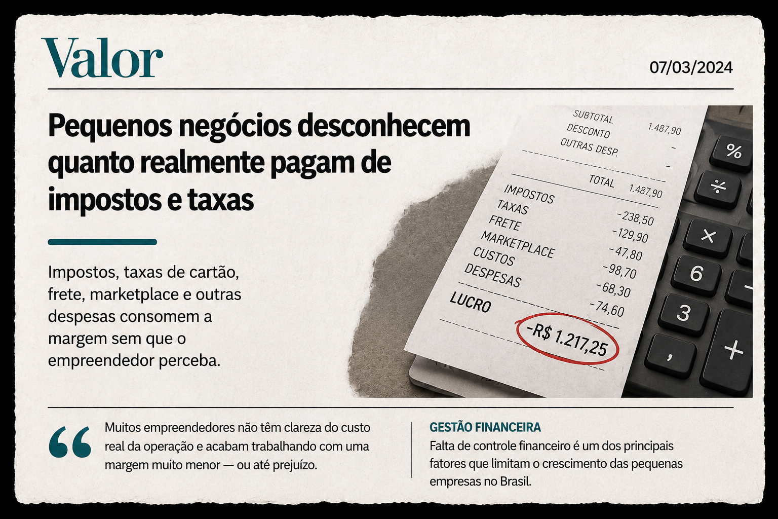 Valor - Pequenos negócios desconhecem impostos e taxas