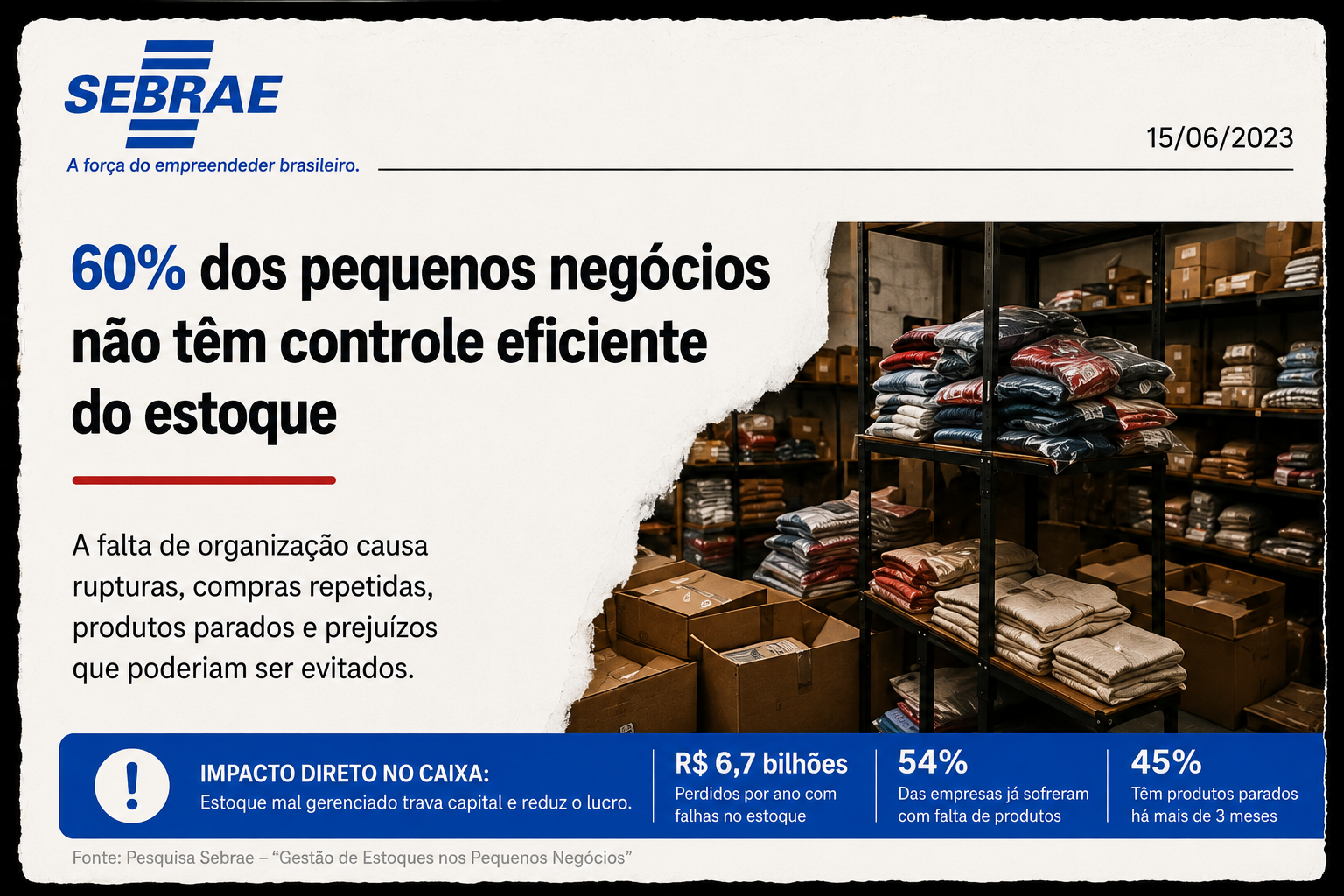 SEBRAE - 60% dos pequenos negócios sem controle de estoque